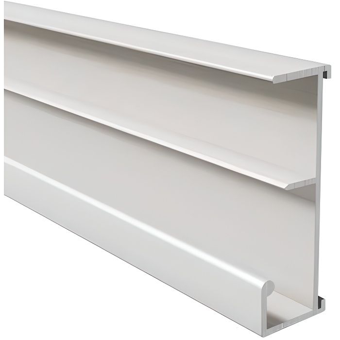 Rail aluminium à clipper sur tablette de 19mm pour dossiers suspendus, laqué blanc, lg 1000mm