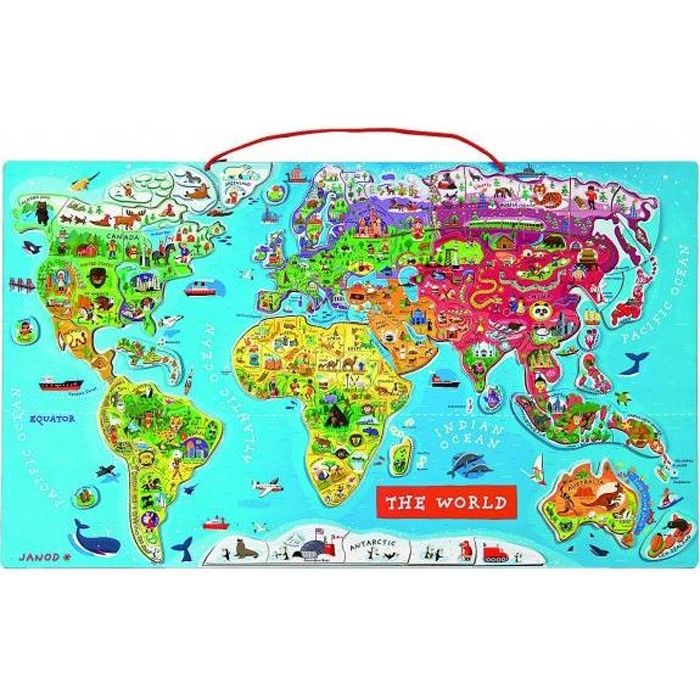 Janod J05504 Puzzle Monde Magnétique Versio