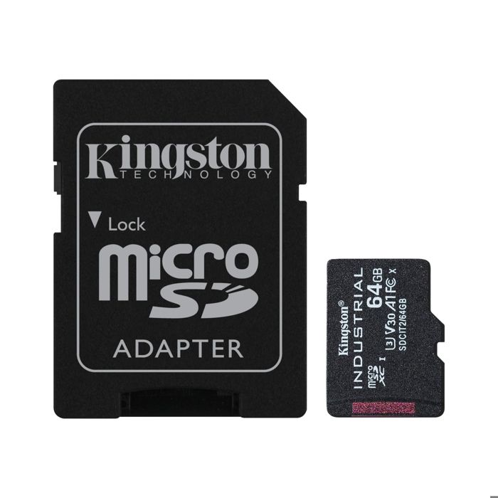Carte mémoire Micro SD - Kingston - 64 Go - C10 - Industrial - Compatible avec appareils Micro SD