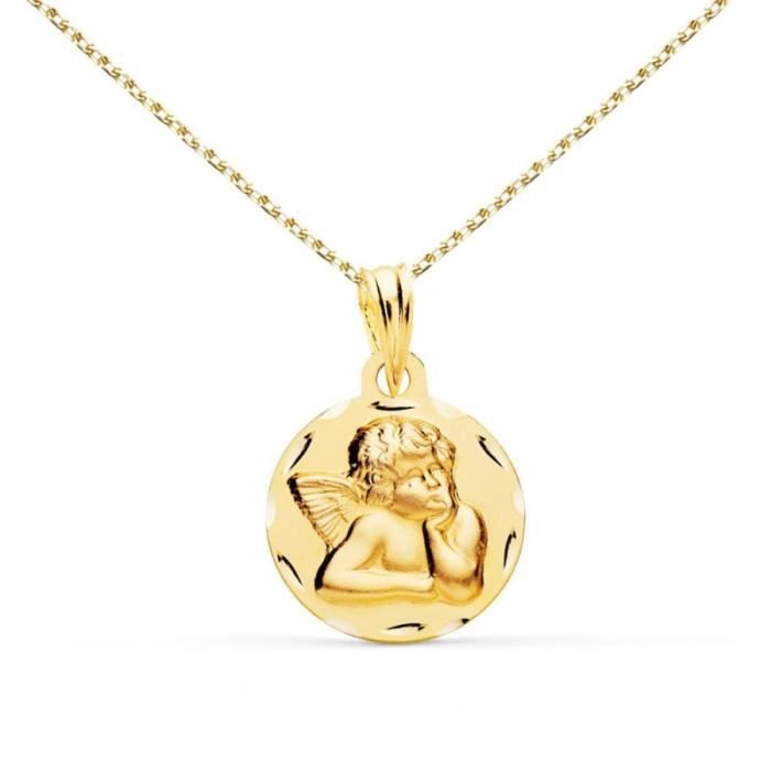 collier - médaille ange or jaune - chaîne dorée - 9pa35914