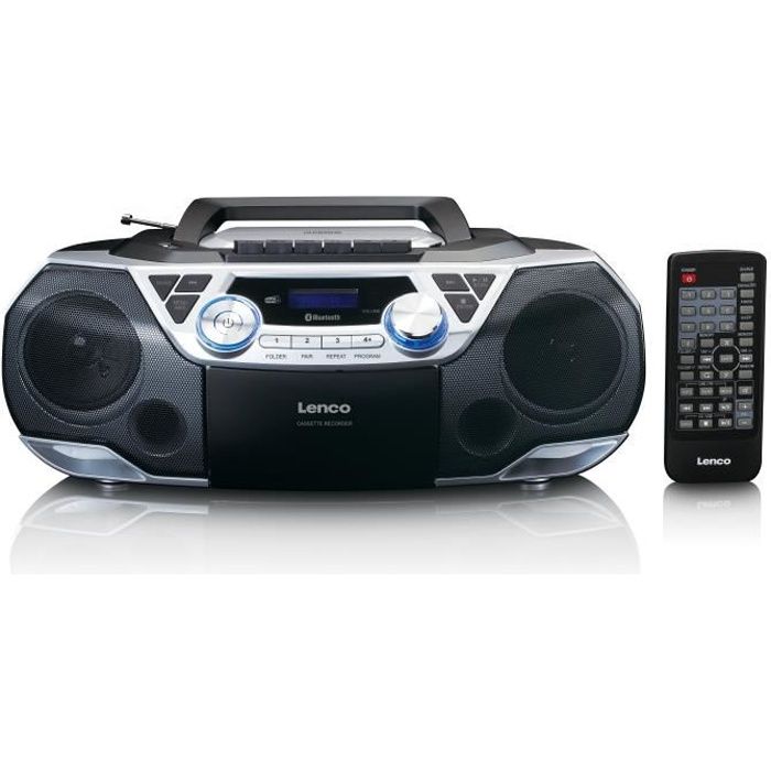 Radio portable DAB+/FM avec Bluetooth, lecteur CD, cassettes et USB Lenco SCD-720SI Noir-Argent