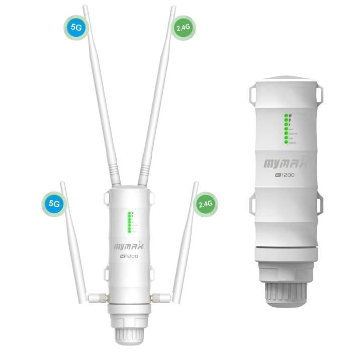 AC1200 Point daccès sans Fil Extérieur 2.4GHz & 5.8GHz Répéteur Wi-FI Extérieur Longue portée Amplificateur WiFi Compatible