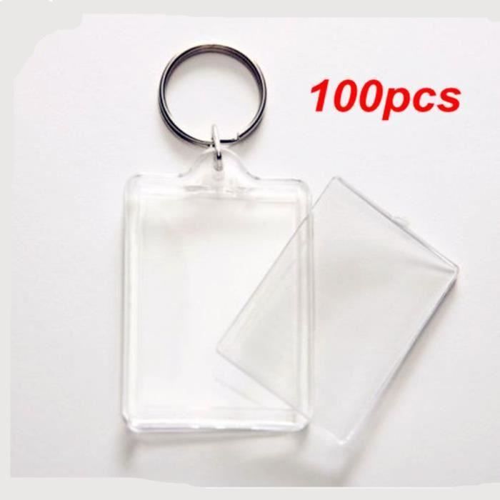 Porte-clés Transparents Rectangle - Lot De 6 Pièces, Marque Graine Créative, Pour Customisation