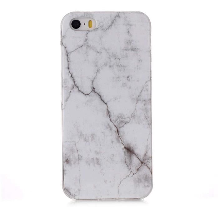 Coque iPhone 5S-5-SE,Blanc Marbre Silicone en GEL TPU ...