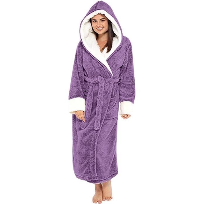 Robe de Chambre Femme en Flanelle Femme Manches Longues et Doux avec