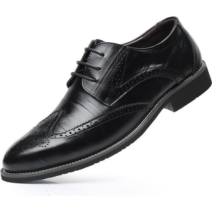 Chaussure Homme Cuir Brogue - Noir - Grande et Petite Taille 38-48