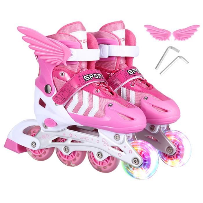 Roller Inline LEOCLOTHO Rollers enfants Réglables Rose Maille — free download