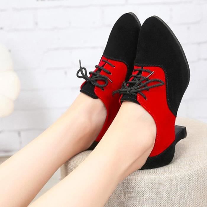 Chaussures Danse Latine Femme Cuir Talon 5.5cm - Escarpins Salsa Tango Respirants Mailles