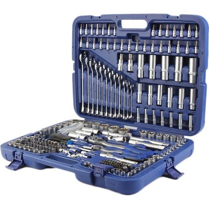 215 pièces Coffret Clé à Cliquet ,coffret douilles professionnelles 1/2 po  3/8 po 1/2 po DR et plus - Cdiscount Bricolage