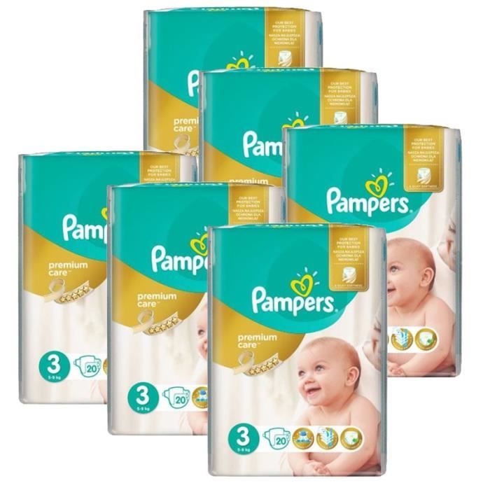 Pampers Taille 3 pack jumeaux 840 couches bébé premium care