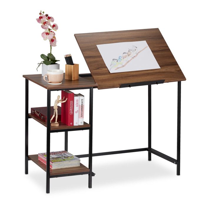 Relaxdays Bureau Inclinable 3 Etageres De Nombreux Angles Table D Ordinateur Hlp 75 X 110 X 55 Cm Aspectbois Noir Achat Vente Meuble Informatique Bureau Inclinable Avec 3 Soldes Sur Cdiscount Des Le 20 Janvier Cdiscount