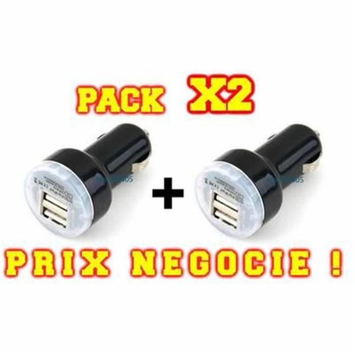 Chargeur Allume-cigare Double USB 4.8A - Pack De 2, Compact, Charge Rapide, Compatible Smartphones Et Tablettes, Sécurité Intégrée