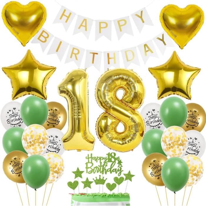Ensemble de décoration de gâteau d'anniversaire 18 ans - Joyeux Anniversaire