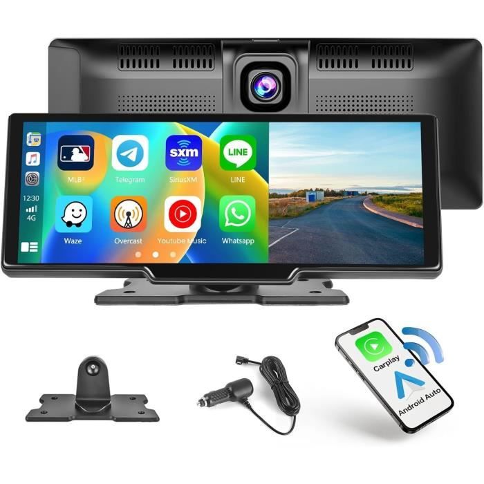 Autoradio Portable 9,3" Avec CarPlay/Android Auto Sans Fil – Double Caméra, Bluetooth, FM – Pour Anciennes Voitures