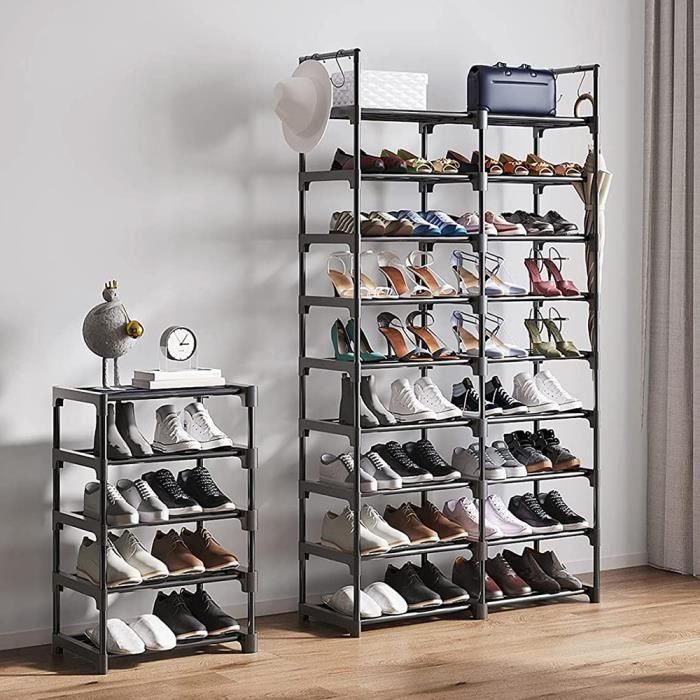 Étagère à chaussures SUPFINE - Design élégant - 9 étagères - Noir