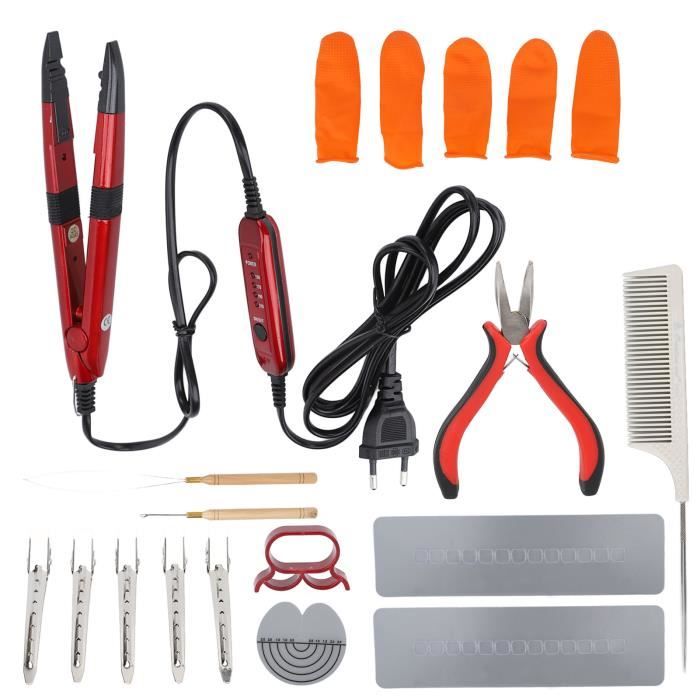 Kit de fer à extensions de cheveux - SURENHAP - Température constante - Résistant à la chaleur - Inclus : outils