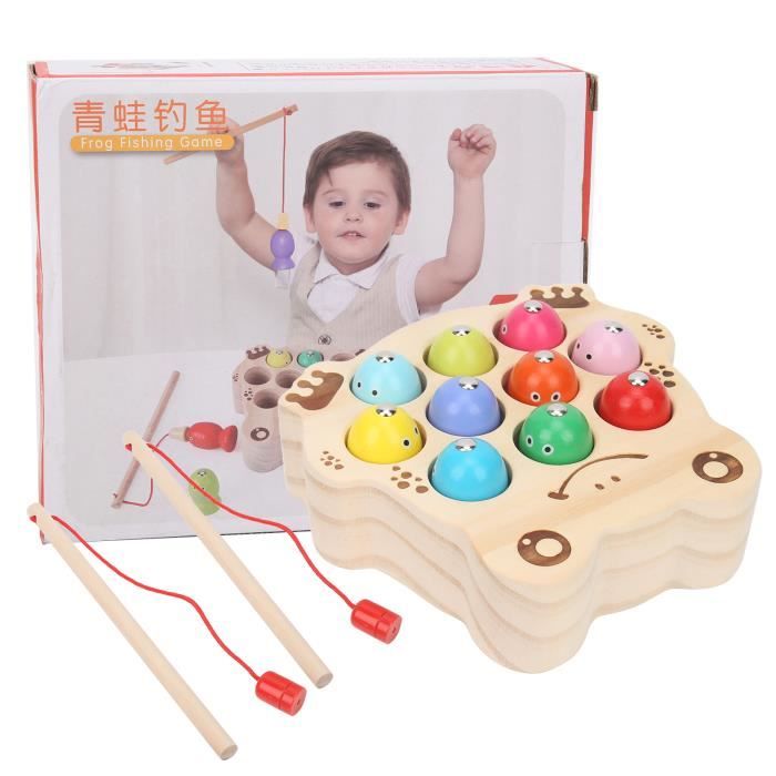 Mxzzand jeu de pêche pour enfants Jeu de pêche magnétique en bois léger