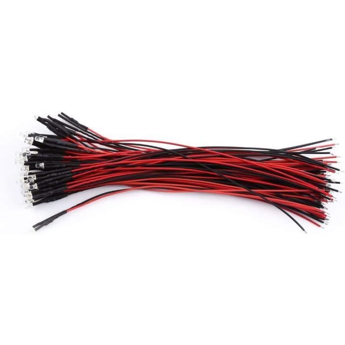 Lot De 40 LED Bleues Pré-câblées 3mm - 12V, Fil De 20cm, Pour Projets DIY Et Décoration