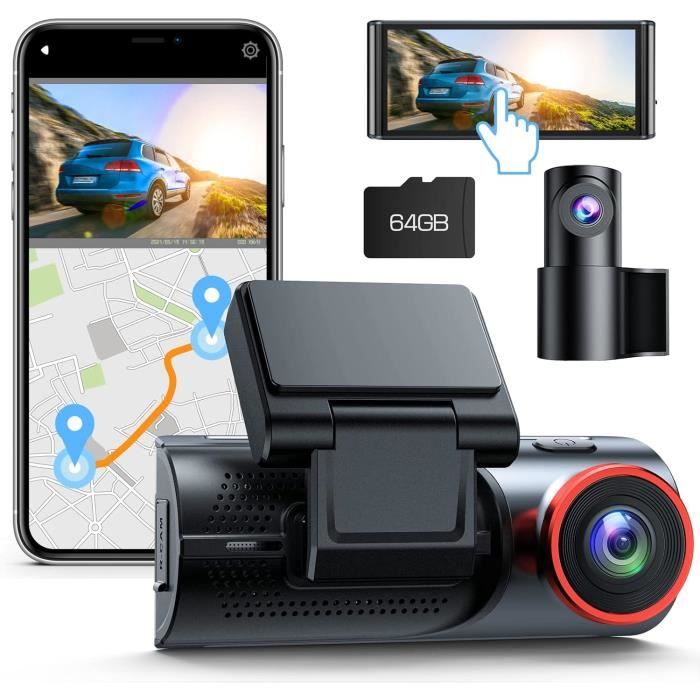 Dashcam Triple Caméra 4K/1080P Vision Infrarouge GPS WiFi