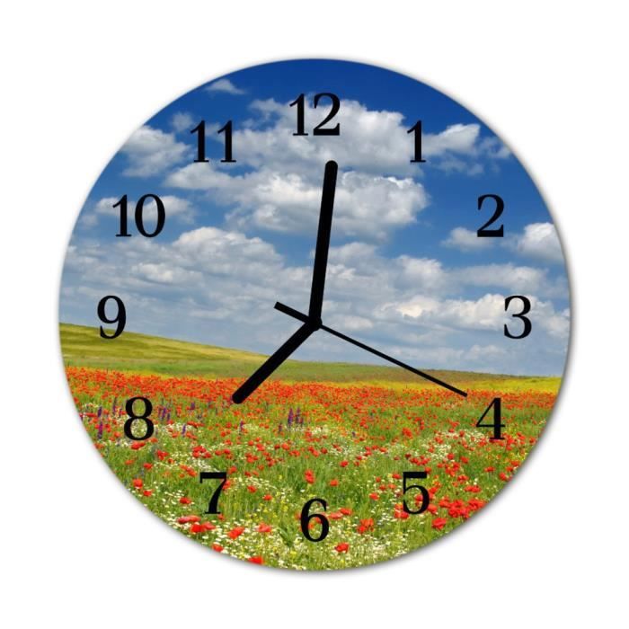 TULUP HORLOGE MURALE En Verre fi 60 cm - Football Sur Le Pré EUR 76,95