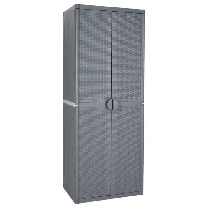 vidaXL Armoire de rangement de jardin gris 65x45x172 cm PP rotin 364063