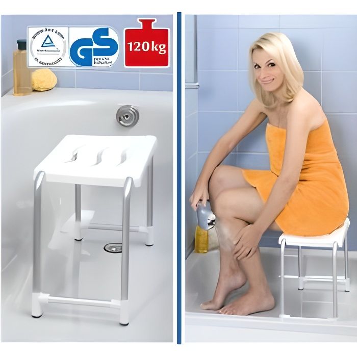 Tabouret de douche et de bain - Wenko - Sécurité et confort - Blanc - Métal - Contemporain - Design