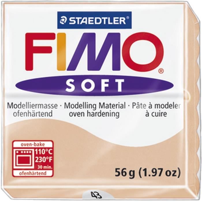 Pâte à modeler à cuire Fimo Soft - STAEDTLER - Bloc 56 g chair - Souple et facile à travailler