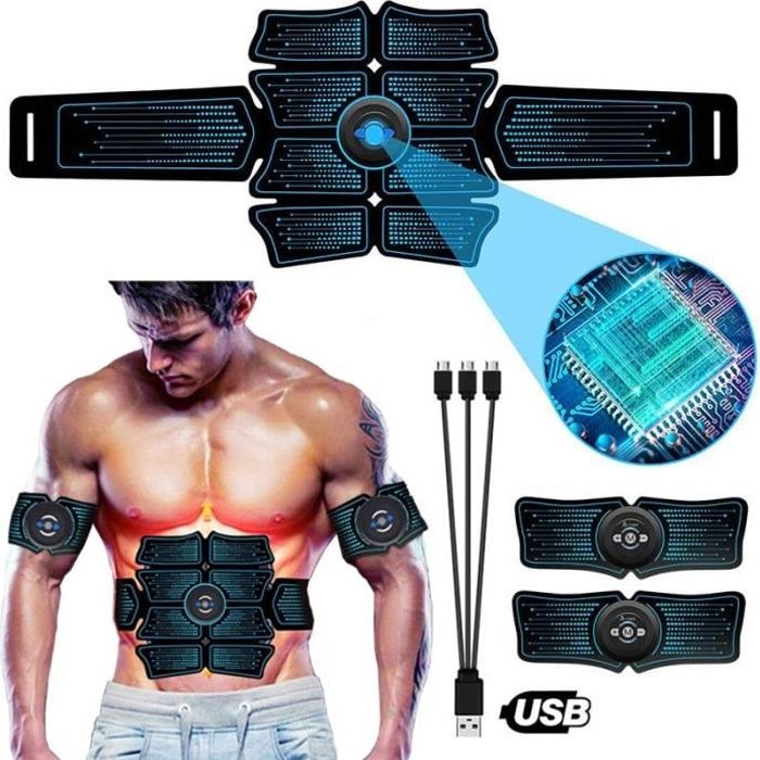 SHENGMI EMS Stimulateur Musculaire Abdominal, Ceinture Abdominale, Ceinture de Massage électrique avec USB, EMS Abdomen/Bras/Jambes/Taille Exerciseur (Homme/Femme