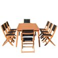 Table de jardin en bois extensible 2 fauteuils et 6 chaises 200-250cm-1