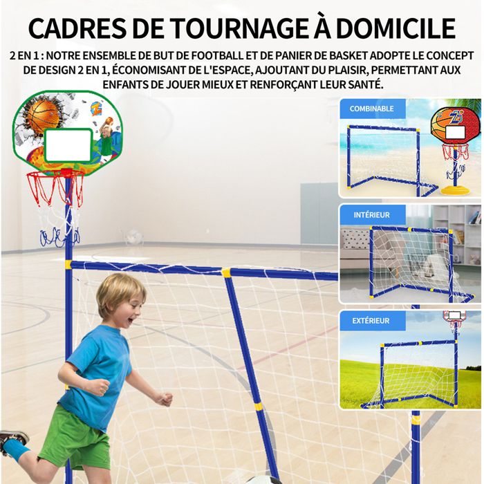 3 En 1 Panier De Basketball Avec But De Football Et Jeu D'Anneaux Pour