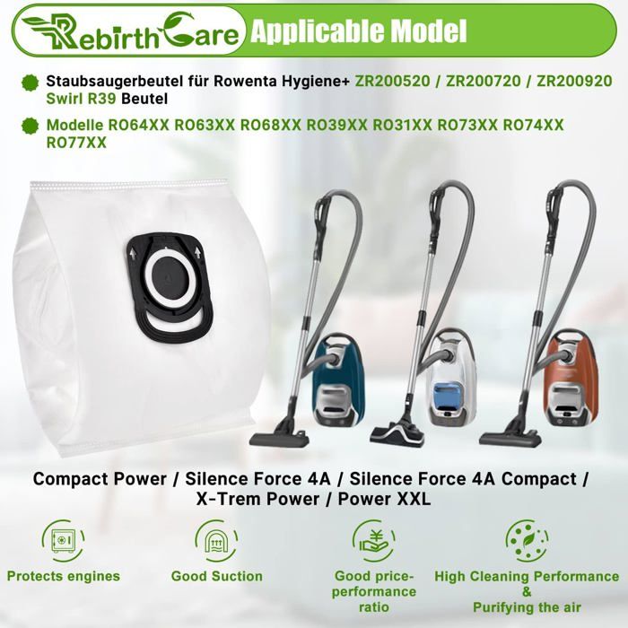 12 Sacs Pour Aspirateur Rowenta/Tefal – Compatible Compact Power, Silence Force – Sillar