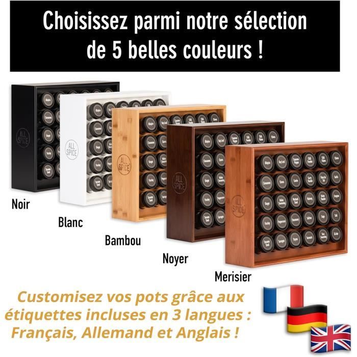 Etiquettes noires imprimees en francais pour pots a epices - Cdiscount