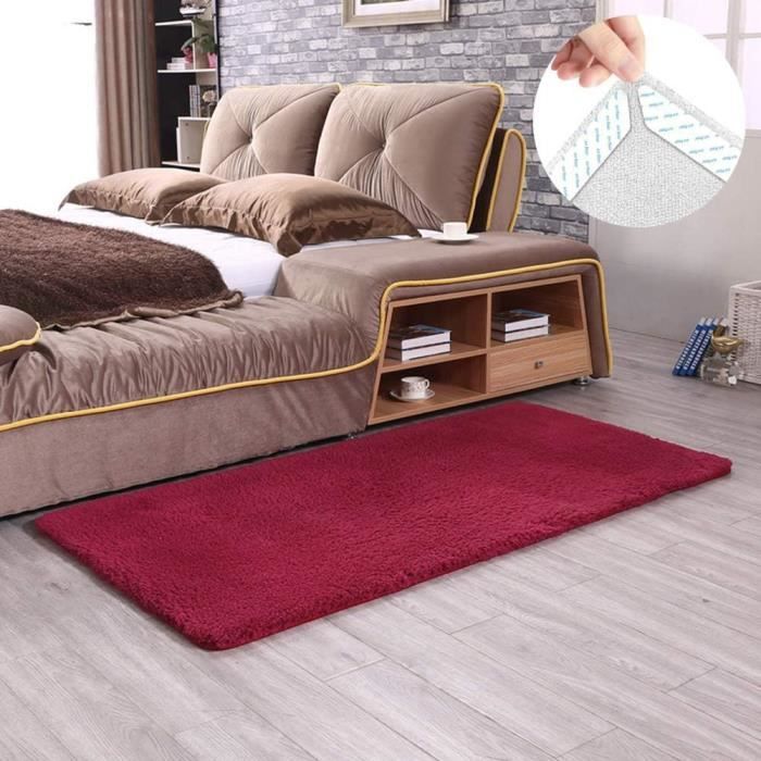 Faux Peau De Mouton En Laine Tapis Rouge 100 X 190 Cm Tapis De Chevet