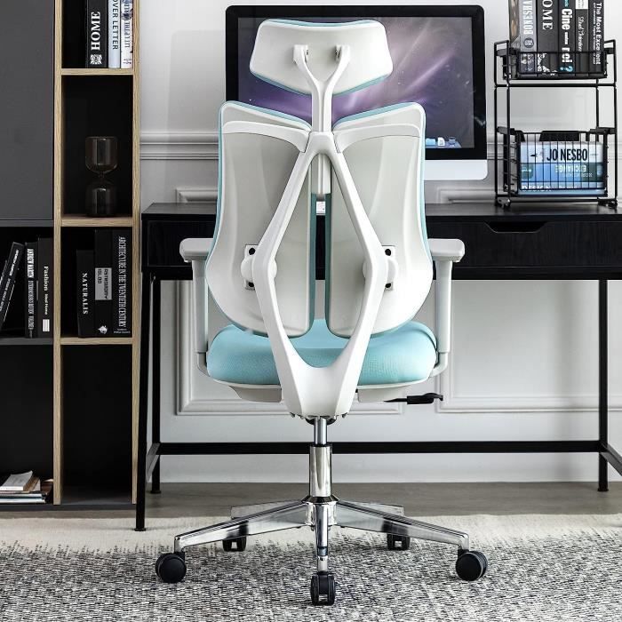 Chaise Bureau Ergonomique MELOKEA - Accoudoirs 4D, 200kg, Dossier Haut