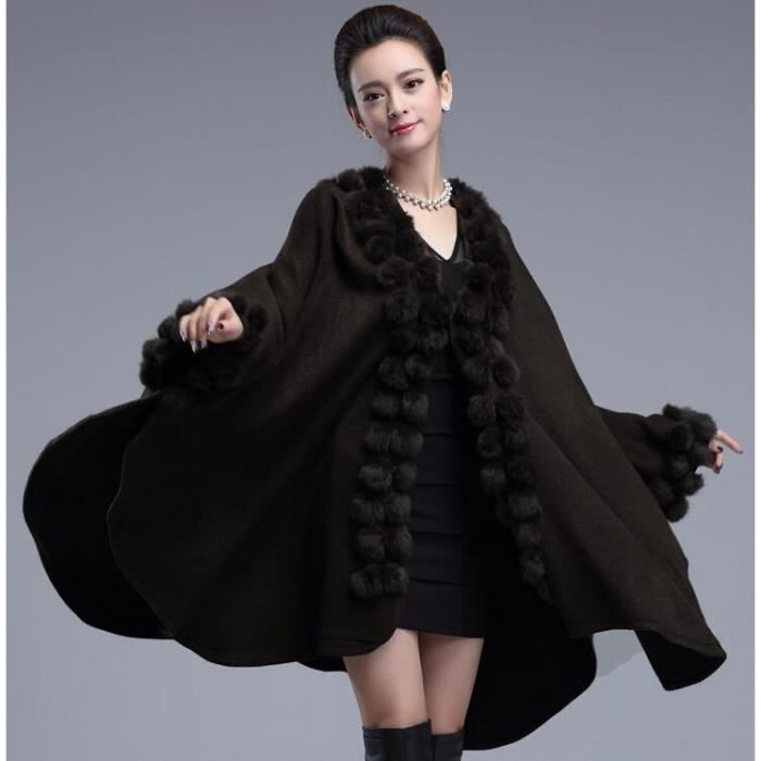Cape et Poncho en fourrure de lapin pour femme manteau Long en cachemire surdimensionne tricot collection hiver 2018 EB70349 Cdiscount Pret a Porter