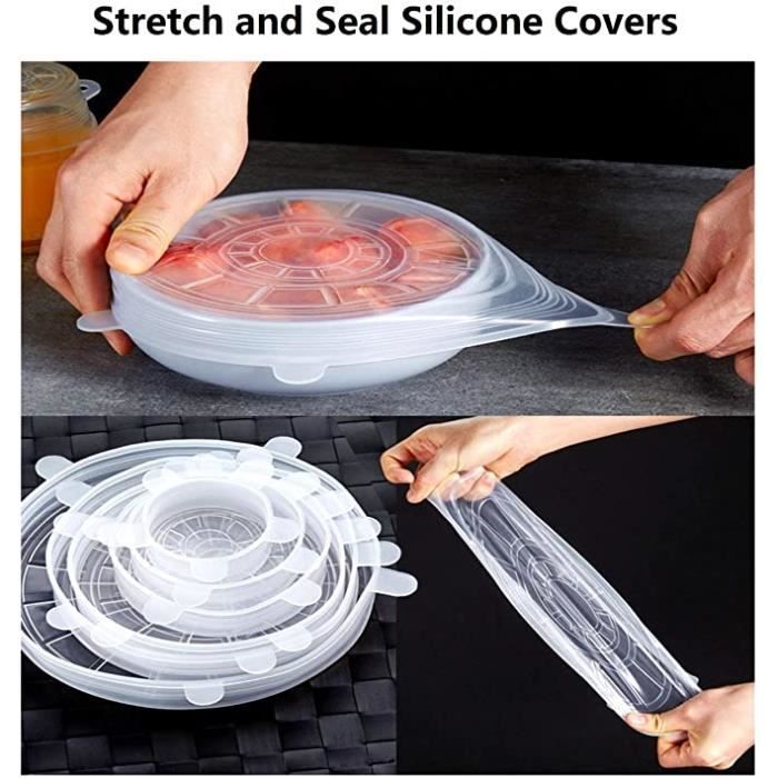 Couvercles Extensibles En Silicone, Couvercles De Joint Réutilisables Durables Et Extensibles De 6 Tailles Recipient Extensible Ecologique Gardant Les Aliments Clair Fei Yu 78772192