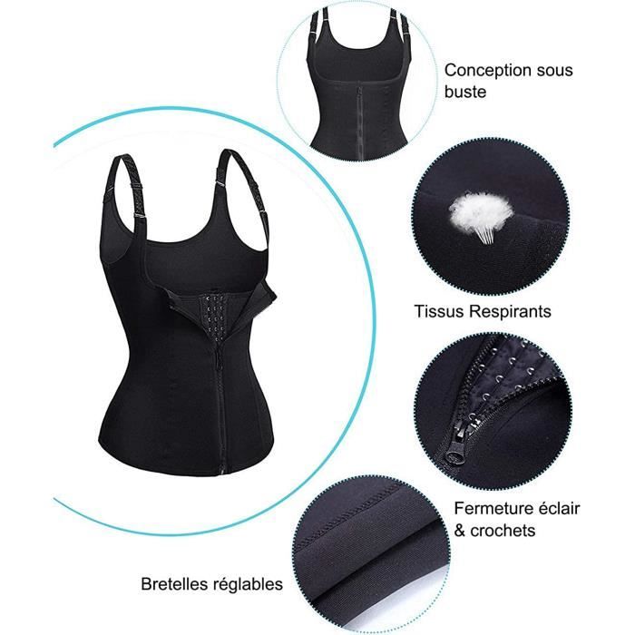 Gaine Amincissante Ventre Plat Femme - Corset Minceur Avec 7 Os En Acier - Crochets Réglables 3 Rangées - Invisible Sous Les Vêtements