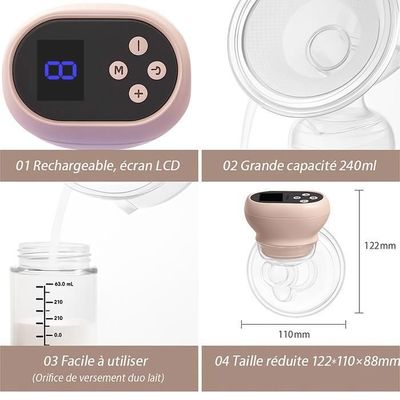 Pompe Allaitement Portable Tire-lait électrique Double Anluomania - 3 Modes 9 Niveaux - Portable 180ml Pompe Allaitement Double