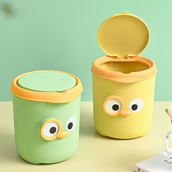 Rangement Bureau Déco Poubelle De Bureau Ours Mignonne CAXUSD - Corbeille Compacte Avec Couvercle Petite Poubelle De Bureau