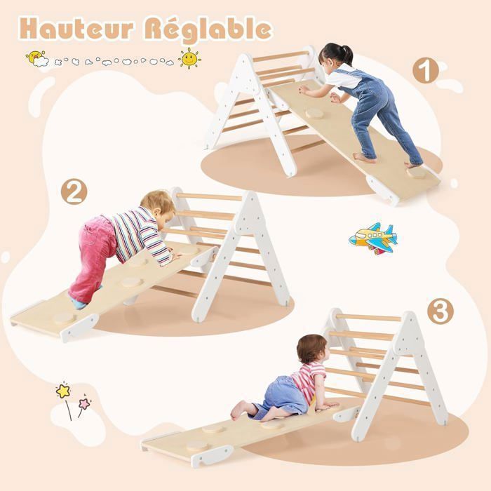 7 en 1 Parcours motricité enfant, structure d'escalade bébé, aire de