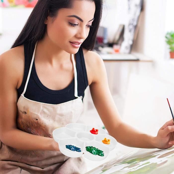 Palette Peinture Plastique Pliante 24 Godets - Palette Artiste Avec Couvercle Double, Anti-Débordement, Ergonomique Pour Aquarelle Acrylique Gouache