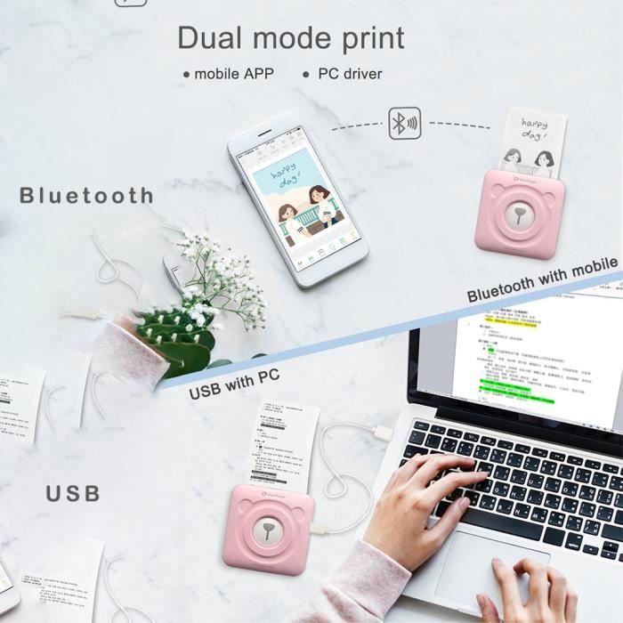 Imprimante Portable HD Maison Petite Imprimante Mini Imprimante  D'Autocollants De Poche Imprimante Thermique Bluetooth Imprima[131] -  Cdiscount Informatique