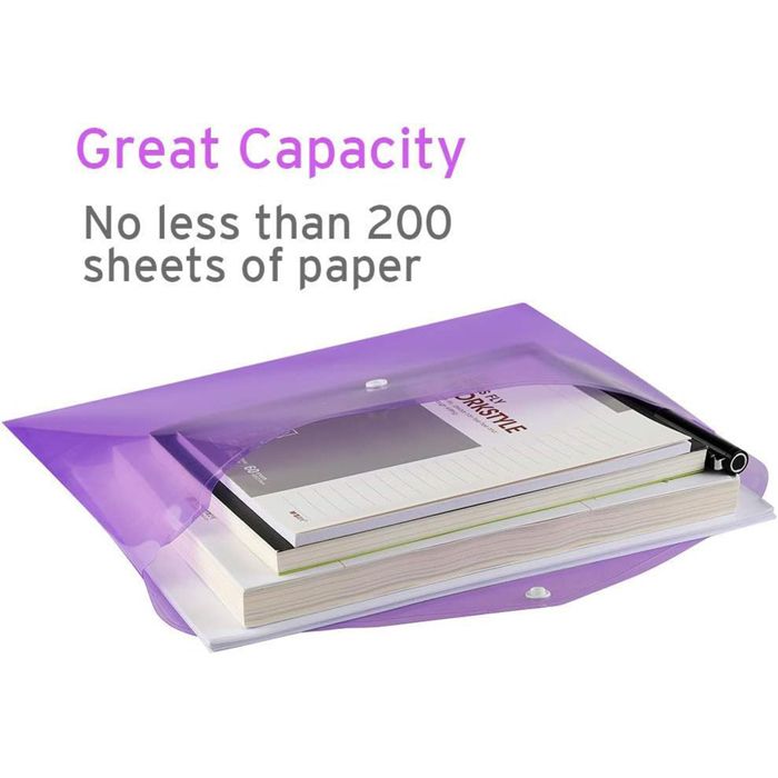 Pochettes Plastique A4 H&S Pack De 30 - Transparentes Fermeture Pression | Range Documents Réutilisables