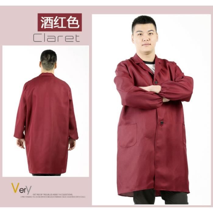 Blouse de Travail Homme Femme Resistant a l abrasion Blouse Workwear Manches longues Col en V Blouse Vetements Vin rouge Rouge fonce Cdiscount Pret a Porter