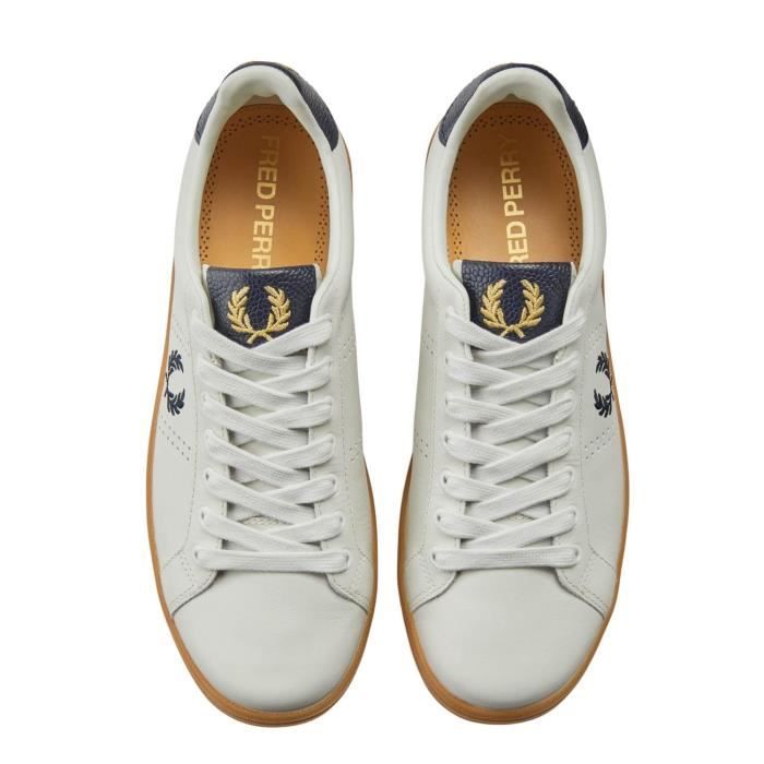 Baskets Fred Perry B721 Cuir Blanc pour Homme Blanc Cdiscount Chaussures