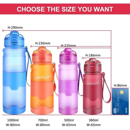 Sans BPA 500ml 1000ml Square de bouteilles en plastique acrylique