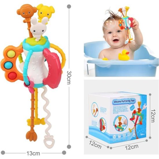 Jouet Sensoriel Montessori MYDOVA – Avion En Silicone Et ABS, Cordes à Tirer, Motricité Fine, Dentition, Dès 1 An