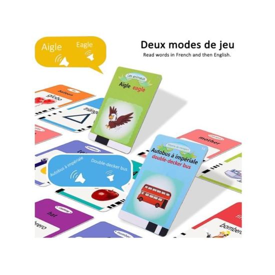 510 Mots Cartes Flash Parlantes Français/Anglais - Jouet Éducatif 2-6 Ans