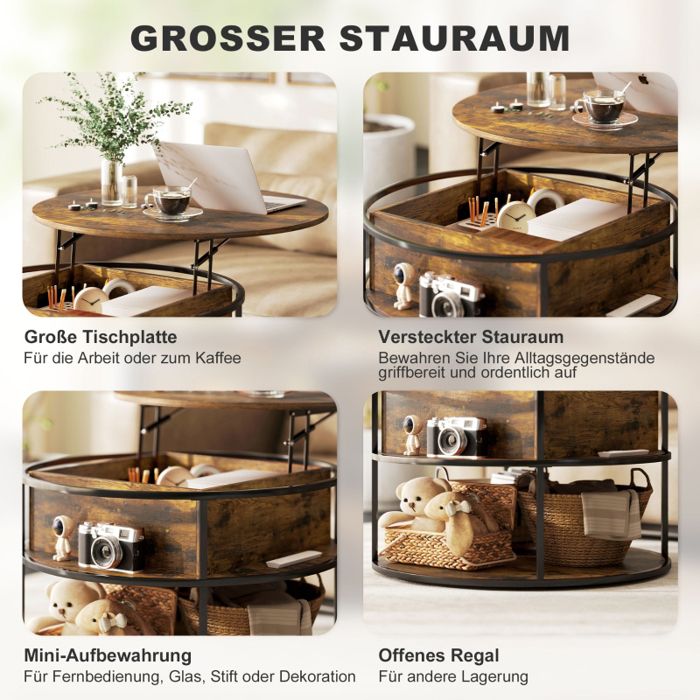 Table Basse Ronde Relevable Et Extensible : Transformez Votre Salon En Salle A Manger En Un Geste
