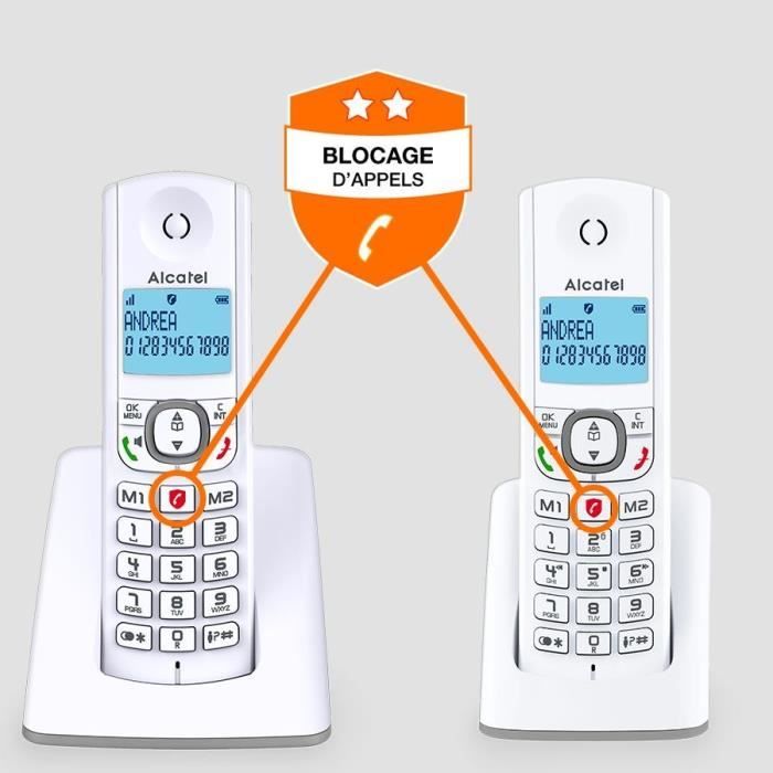 ALCATEL F530 Schnurlostelefon DECT - Großes Display & Freisprechfunktion In Weiß/Grau